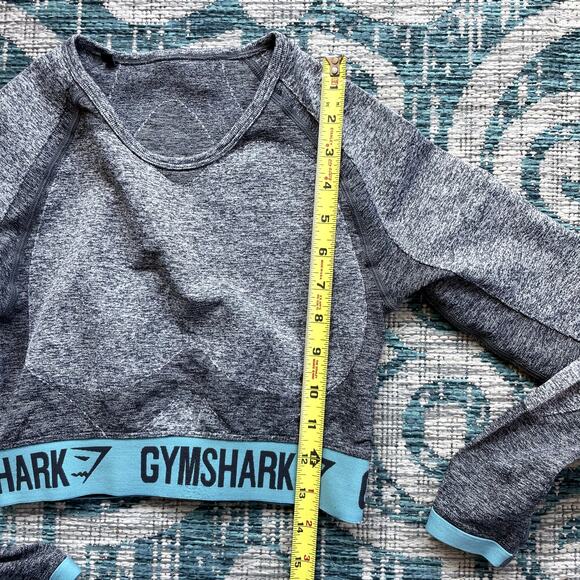 Gymshark Vital Seamless Long Sleeve Crop Top in Gray & Blue - Size S - Picture 5 of 7